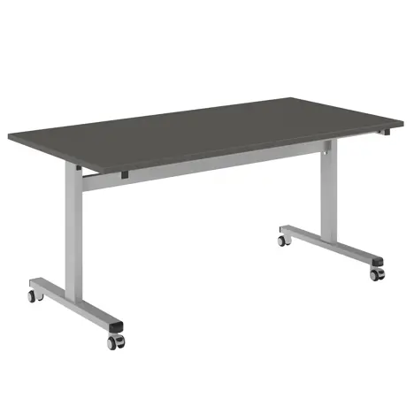 Pro Flip Rectangular Table - W1600 x D800 x H725mm - Silver Legs - Onyx Grey